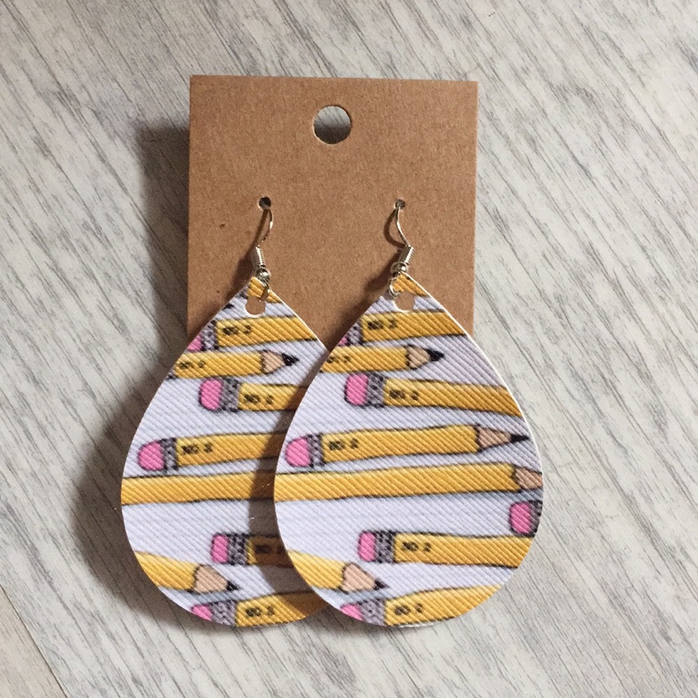 Faux Leather Earrings - Pencil